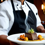 **

"A chef presenting a fusion dish as art, with culinary smoke effects on a plate, in a modern, upscale restaurant setting, fully clothed, appropriate attire, safe for work, perfect anatomy, natural proportions, professional food photography, high quality, artistic presentation, modest, family-friendly, well-formed hands, proper finger count."

**