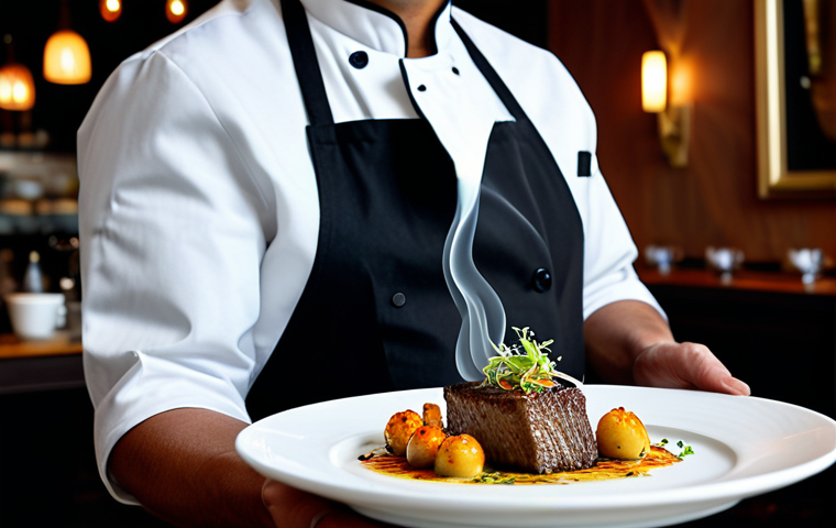**

"A chef presenting a fusion dish as art, with culinary smoke effects on a plate, in a modern, upscale restaurant setting, fully clothed, appropriate attire, safe for work, perfect anatomy, natural proportions, professional food photography, high quality, artistic presentation, modest, family-friendly, well-formed hands, proper finger count."

**